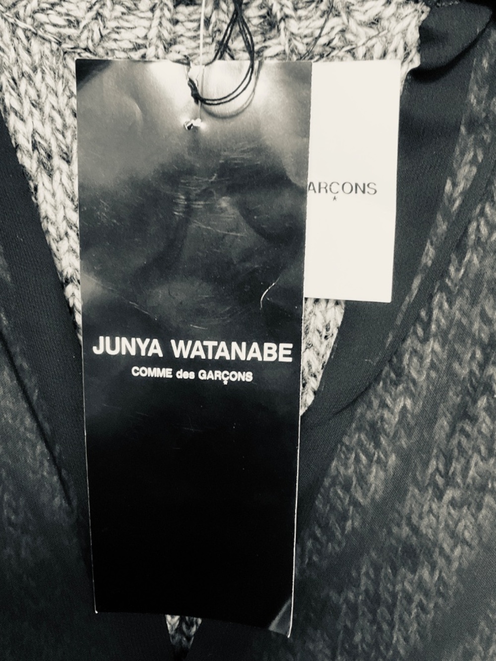JUNYA WATANABE BLACK / GREY TWEED AND SHEER CHIFFON MIDI DRESS - Picture 6 of 6